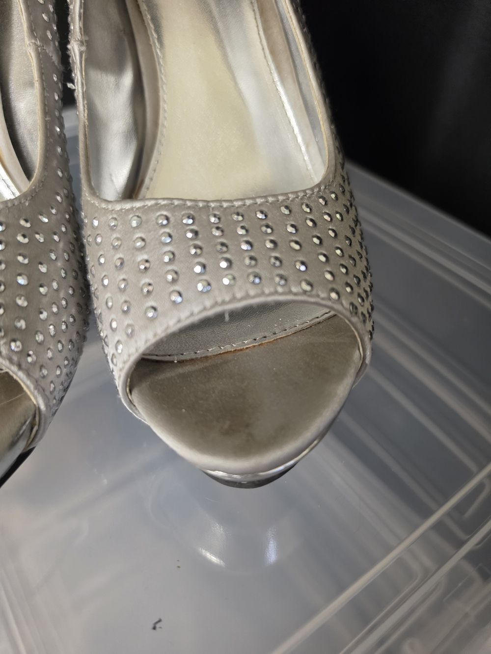 Rampage Silver Rhinestone Peep-Toe Pumps - Picture 5 of 5